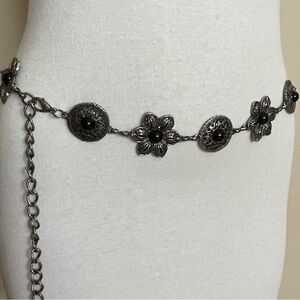 Women's SILVER-TONE Metal FILIGREE FLOWER Chain BOHO BELT